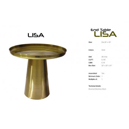 Bellini Lisa End Table - Matt Gold