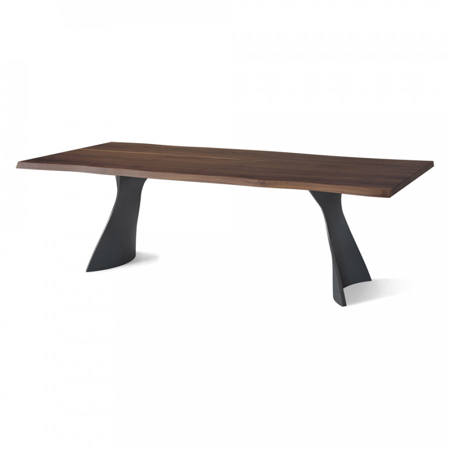 Bellini Manta Dining Table - Walnut/Black, 87"