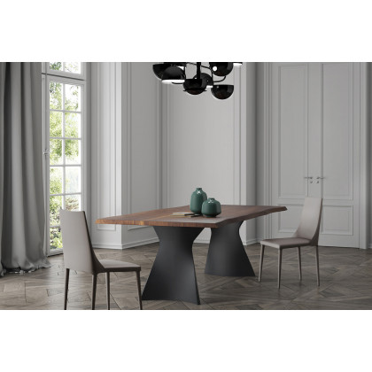Bellini Manta Dining Table - Walnut/Black, 87"