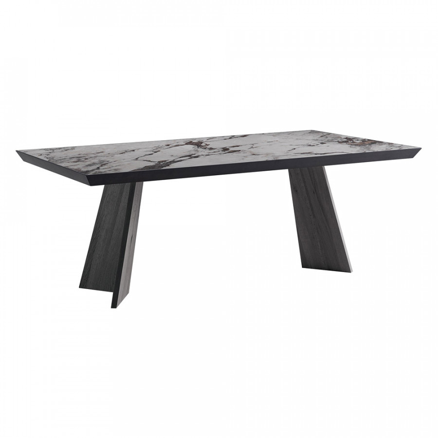 Bellini Materia Dining Table - Gray/Black, 79"