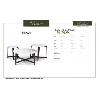 Bellini - Nina Coffee Table in White/Smoked Oak