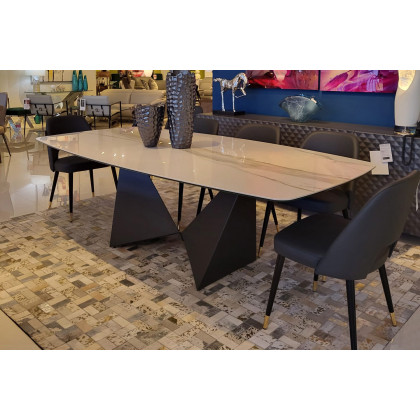 Bellini Origami Dining Table - White Calacatta Gold Lucido, 87"
