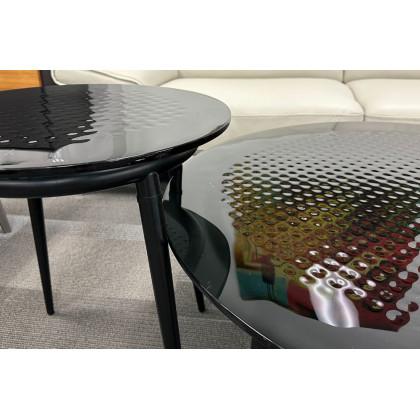Bellini Perry End Table with 12mm Art Tempered Glass - Tall