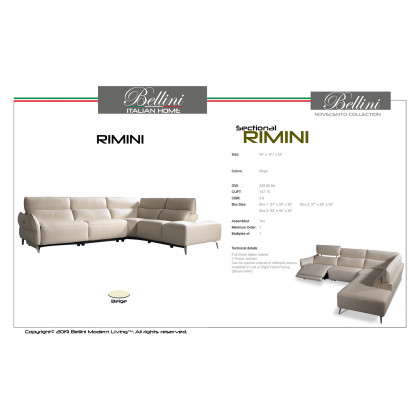 Bellini Rimini Sectional - Beige, Left Hand Facing