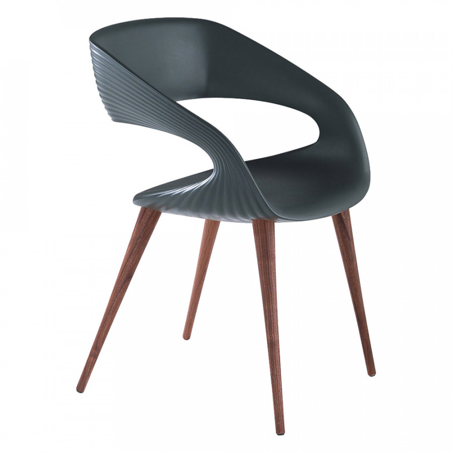 Bellini Shape Dining Chair - Gray/Wood