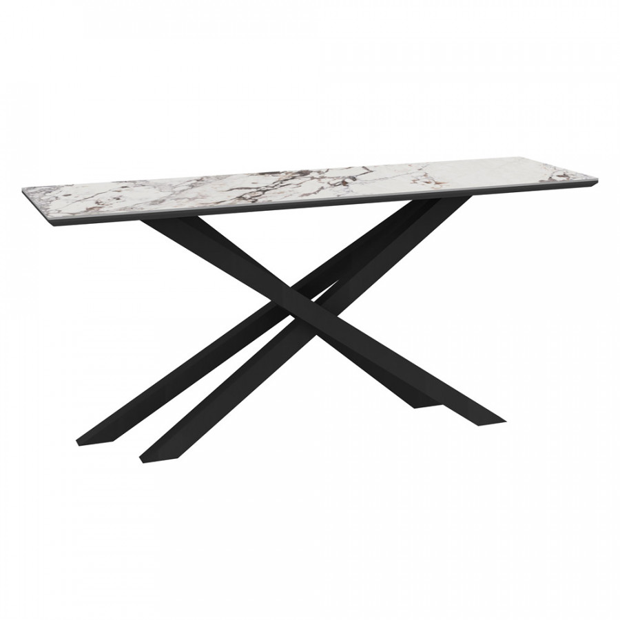 Bellini Stella Sofa Table with Shiny Ceramic Top and Solid Ash Legs - Capraia