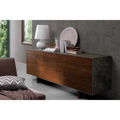 Bellini Thin Sideboard - Gray/Walnut