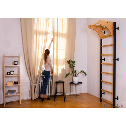 BenchK 711B Wall Bar with Pull-Up Bar - Black/Wood