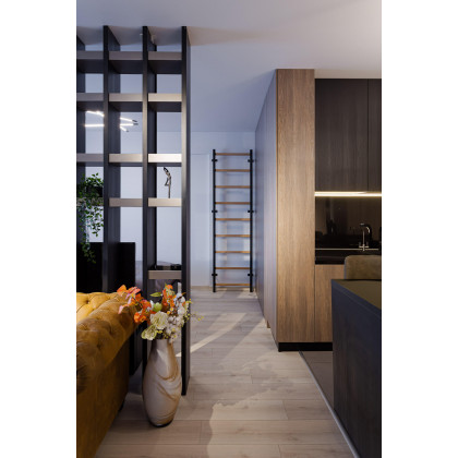 BenchK 700B Wall Bar with Frame and Rungs - Black/Wood