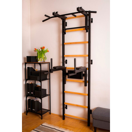 BenchK - 732 Wood Wall Bar with Convertible Pull-Up Bar and Dip Bar