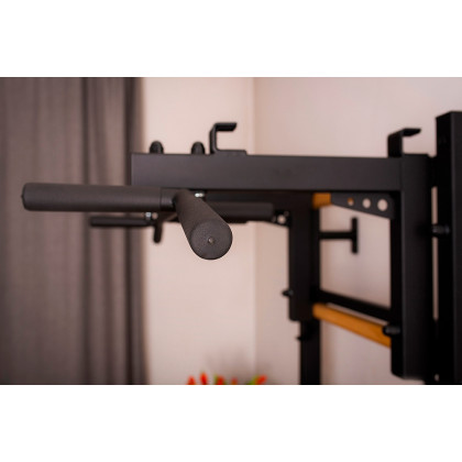 BenchK 732B Wall Bar with Convertible Pull-Up Bar and Dip Bar - Black/Wood