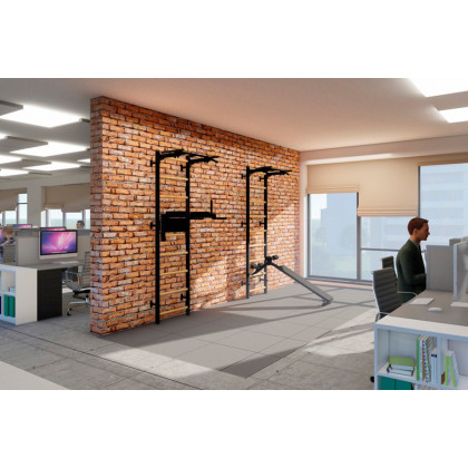 BenchK 722B Wall Bar with Pull-Up Bar and Dip Bar - Black/Wood
