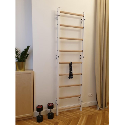 BenchK 700W Wall Bar with Frame and Rungs - White/Wood