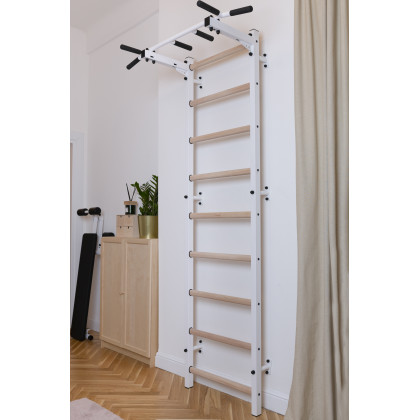 BenchK PB2W Fixed Steel 6-grip Pull-Up Bar - White