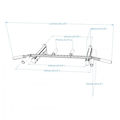 BenchK PB2W Fixed Steel 6-grip Pull-Up Bar - White
