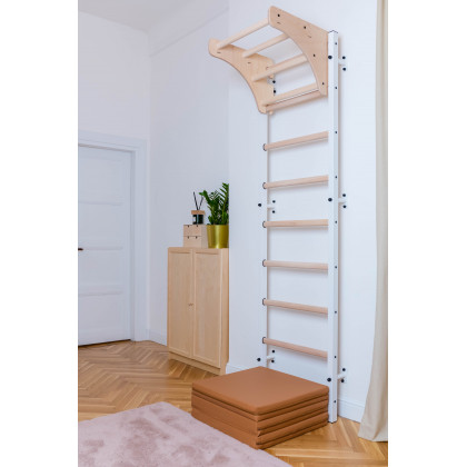 BenchK 711W Wall Bar with Pull-Up Bar - White/Wood