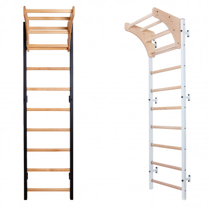 BenchK 711W Wall Bar with Pull-Up Bar - White/Wood