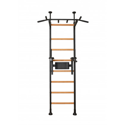 BenchK 522B Wall Bar with Pull-Up Bar and Dip Bar - Black/Wood