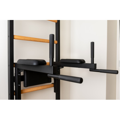 BenchK 522B Wall Bar with Pull-Up Bar and Dip Bar - Black/Wood