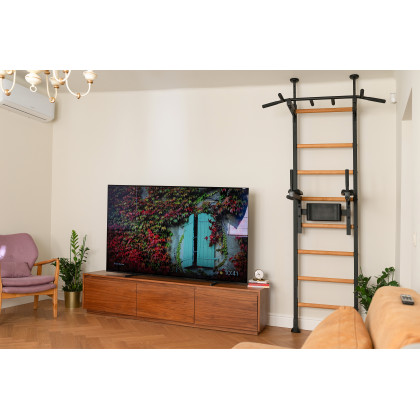 BenchK 522B Wall Bar with Pull-Up Bar and Dip Bar - Black/Wood
