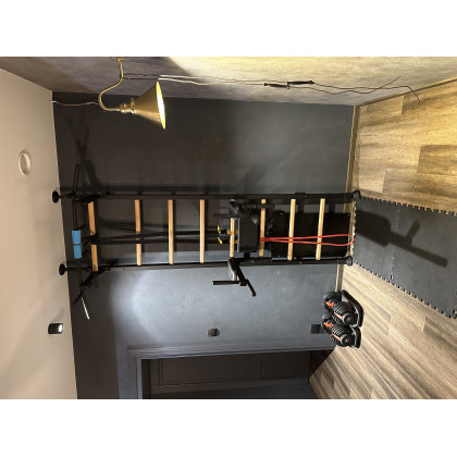 BenchK 522B Wall Bar with Pull-Up Bar and Dip Bar - Black/Wood