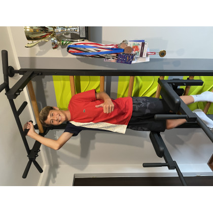 BenchK 522B Wall Bar with Pull-Up Bar and Dip Bar - Black/Wood