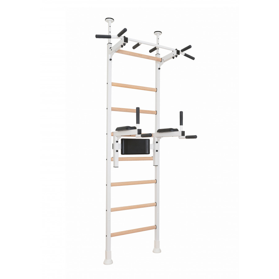 BenchK - 522 Wood Wall Bar with Pull-Up Bar and Dip Bar
