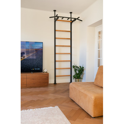 BenchK 521B Wall Bar with Pull-Up Bar - Black/Wood