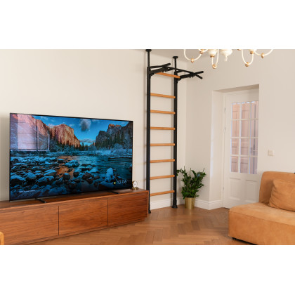BenchK 521B Wall Bar with Pull-Up Bar - Black/Wood