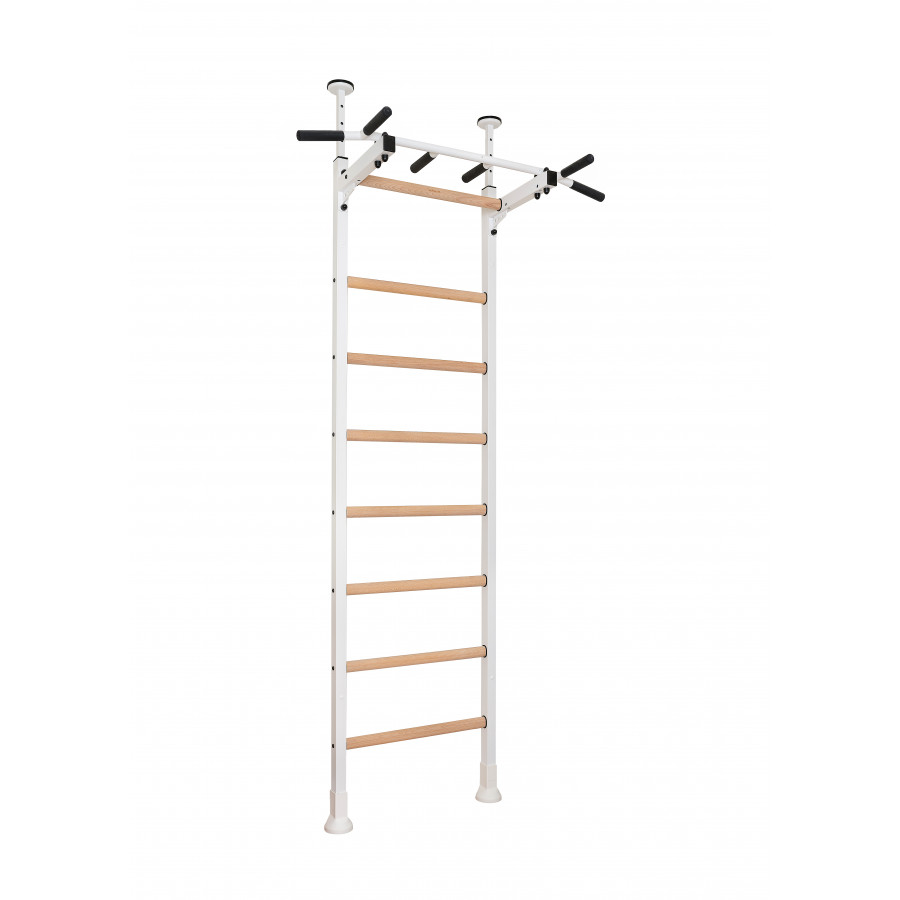 BenchK 521W Wall Bar with Pull-Up Bar - White/Wood