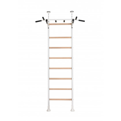 BenchK 521W Wall Bar with Pull-Up Bar - White/Wood