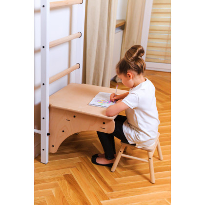 BenchK 212W Wall Bar with Pull-Up Bar and Removable Benchtop - White/Wood