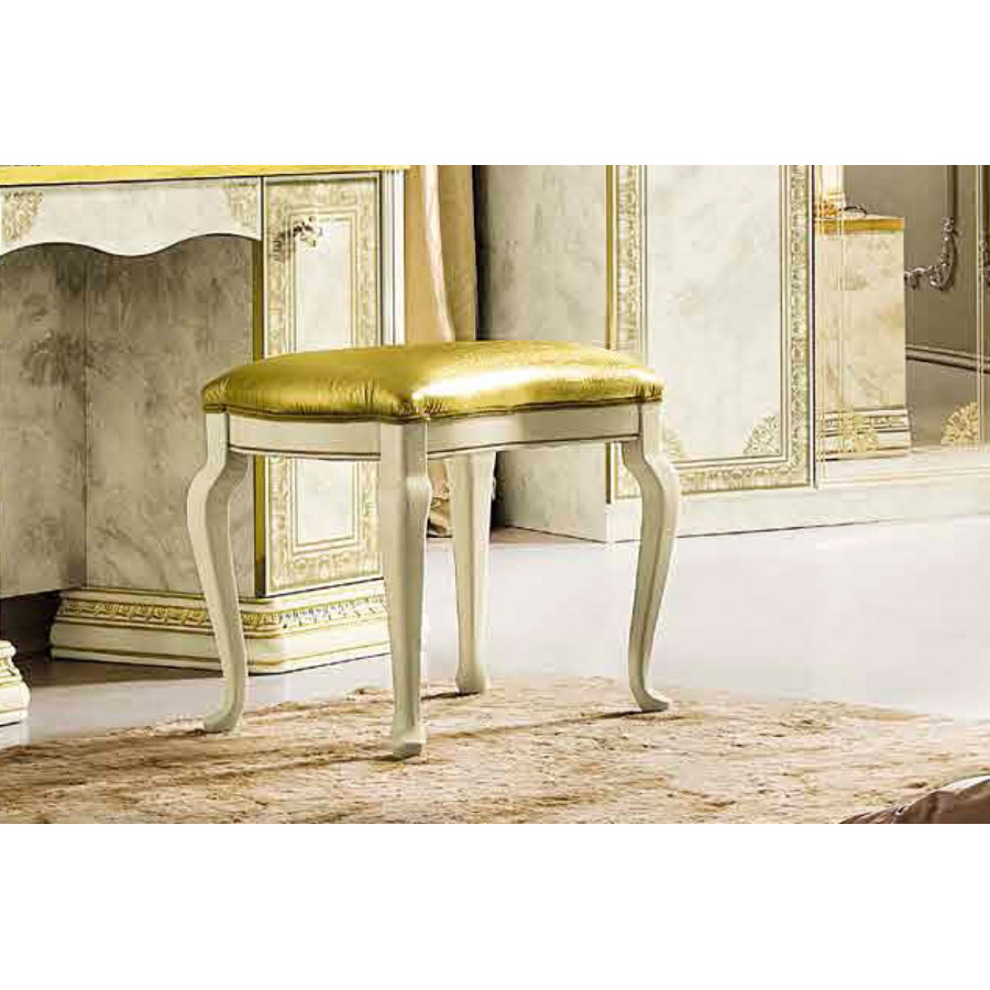 Camelgroup - Leonardo ECO Pouf in Ivory/Gold, Eco-Leather