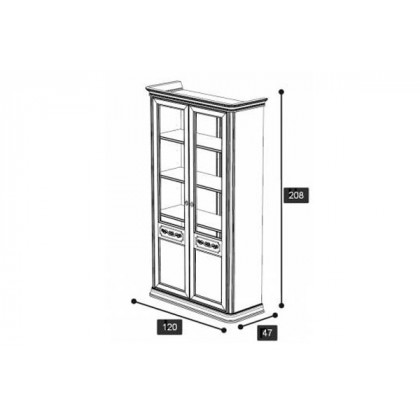 Camelgroup Torriani Bookcase with 2 Wooden Doors and 5 Glass Shelves - Walnut