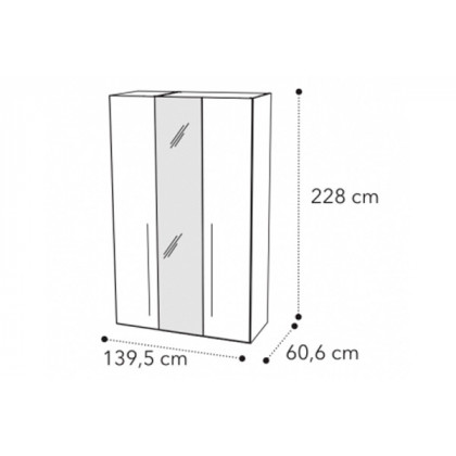Camelgroup Maia Night 3-Door Wardrobe with Mirror - Ivory
