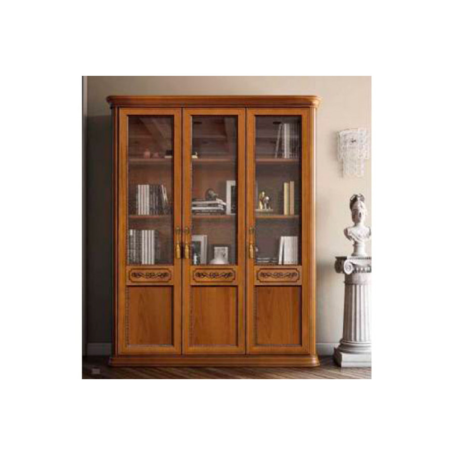 Camelgroup Torriani Bookcase with 3 Wooden Doors and 5 Glass Shelves - Walnut
