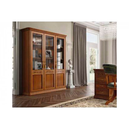 Camelgroup Torriani Bookcase with 3 Wooden Doors and 5 Glass Shelves - Walnut