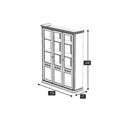 Camelgroup Torriani Bookcase with 3 Wooden Doors and 5 Glass Shelves - Walnut