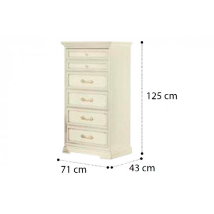 Camelgroup Torriani Night 6 Drawer Chest - Ivory