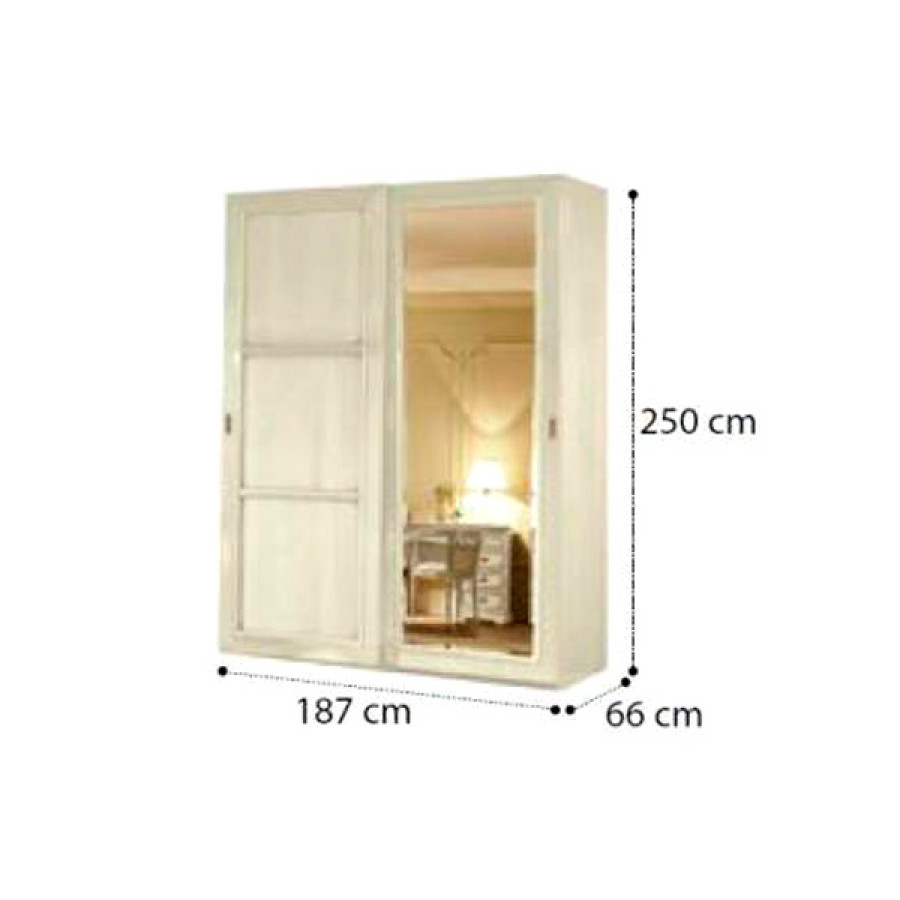 Camelgroup Torriani Night 2-Sliding Door Wardrobe with Terna Mirror - Ivory