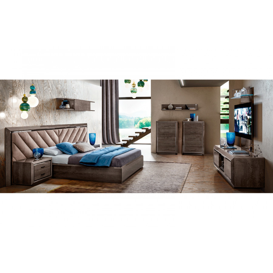 Camelgroup Elite Night Boiserie Queen Size Bed with Storage - Silver Birch