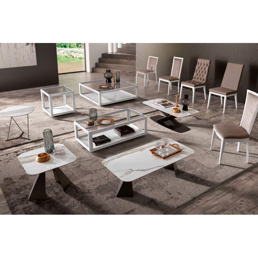 Camelgroup Roma Stripe Dining Chair - White, Eco-Leather