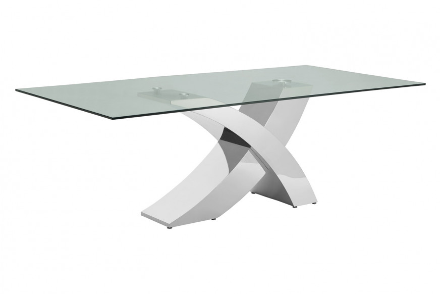 Casabianca™ Geneva Dining Table - Stainless Steel/Clear