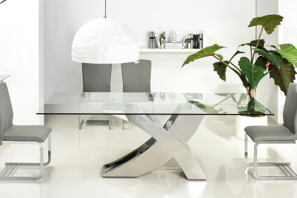 Casabianca™ Geneva Dining Table - Stainless Steel/Clear