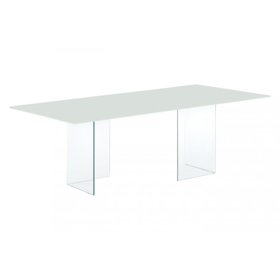 Casabianca Miami Dining Table with Clear Base - White, Glass
