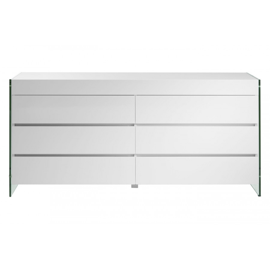 Casabianca - II Vetro Dresser with 6 Drawers in White, MDF