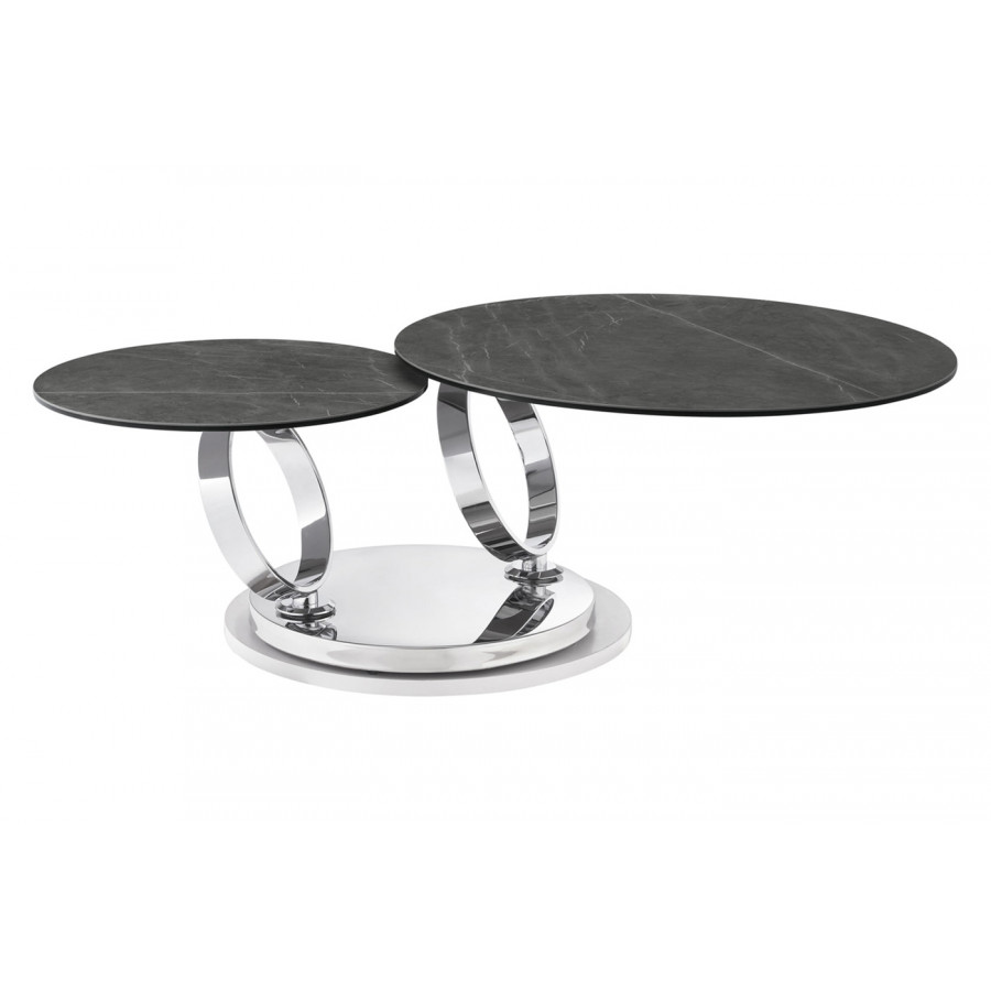 Casabianca Satelite Swivel Coffee Table - Gray, Porcelain