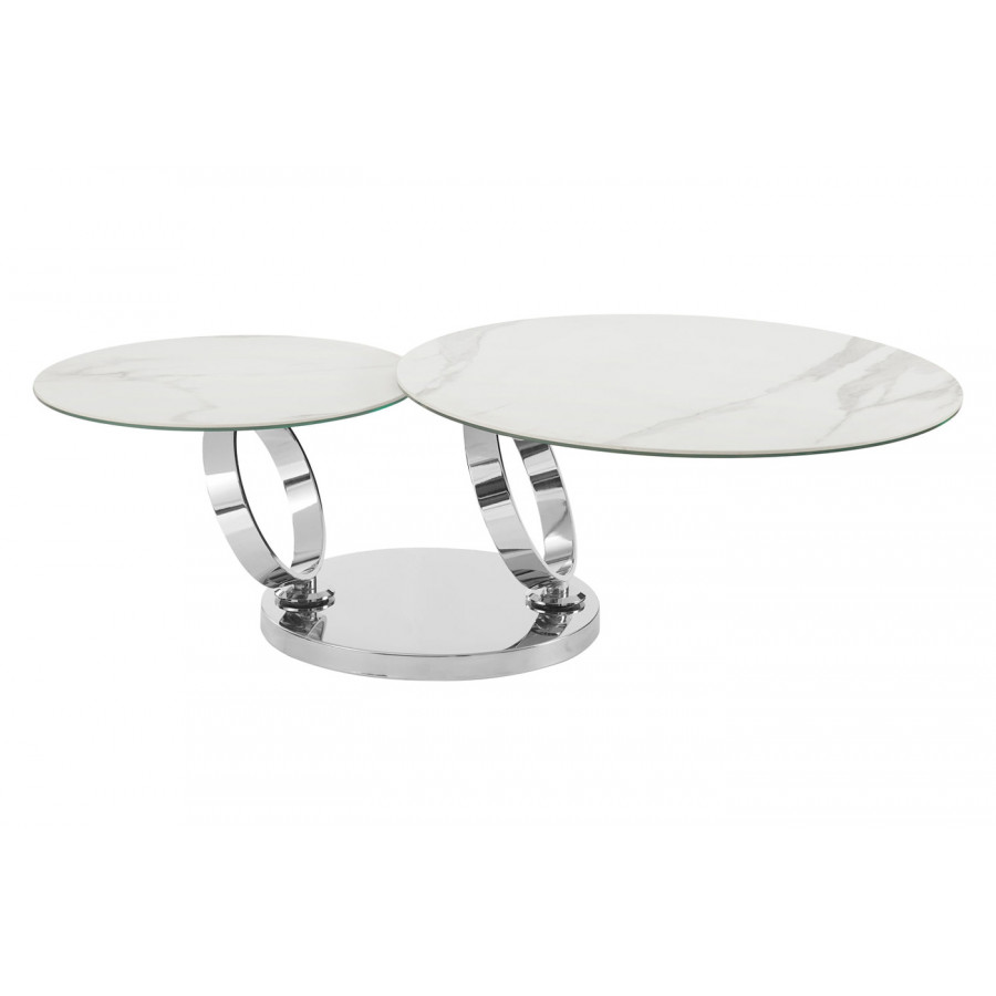Casabianca Satelite Swivel Coffee Table - White, Porcelain