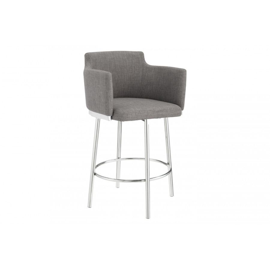 Casabianca Suzzie Swivel Bar Stool - Gray, Linen/Fabric