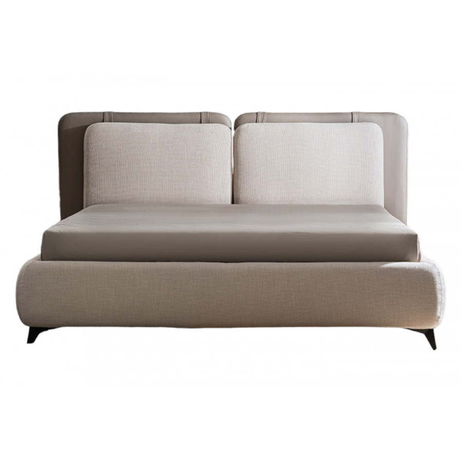 Casabianca Ayla Queen Size Bed - Taupe, Linen/Fabric